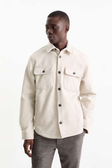 Hommes - Veste-chemise - relaxed fit - col kent - beige clair