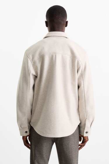 Hommes - Veste-chemise - relaxed fit - col kent - beige clair