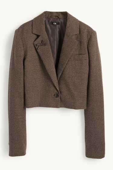 Femmes - Blazer court - à carreaux - marron foncé