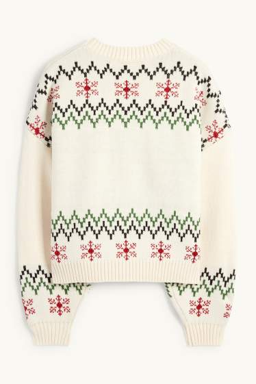 Damen - Weihnachtspullover - Snoopy - cremeweiß