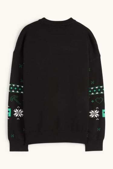 Enfants garçons - Minecraft - pull de Noël - noir