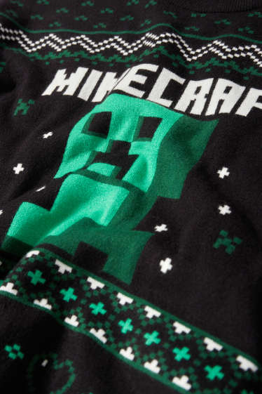 Enfants garçons - Minecraft - pull de Noël - noir