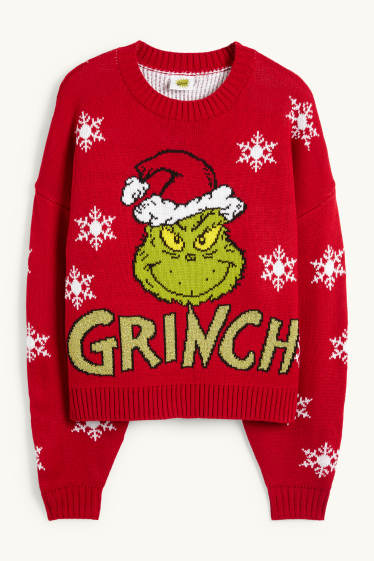 Damen - Weihnachtspullover - Der Grinch - rot