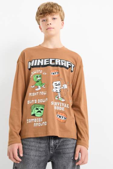 Bambini - Minecraft - maglia a maniche lunghe - marrone