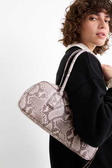 Femmes - Sac d’épaule - synthétique - à motif - beige