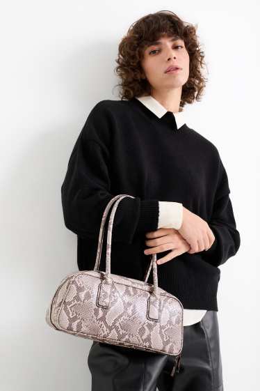 Femmes - Sac d’épaule - synthétique - à motif - beige