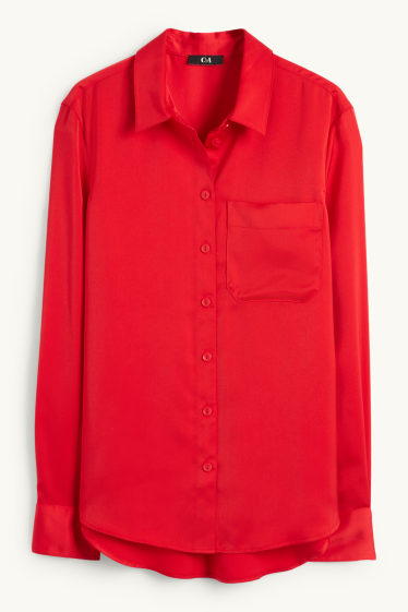 Women - Satin blouse - red