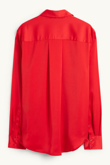 Women - Satin blouse - red