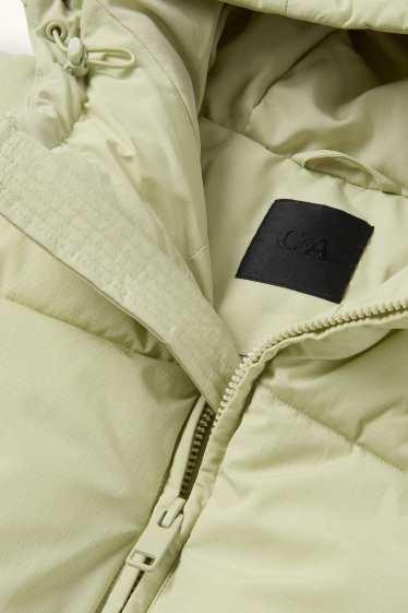 Heren - Gewatteerde jas met capuchon - mintgroen