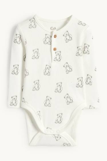 Unisex - Teddy bear - baby bodysuit - ribbed - cremewhite