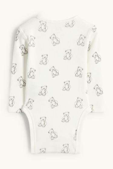 Unisex - Teddy bear - baby bodysuit - ribbed - cremewhite