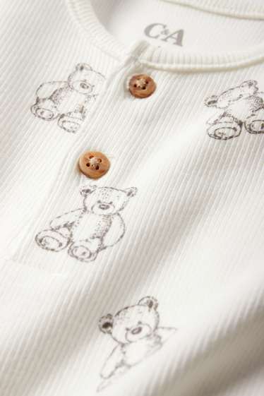 Unisex - Teddy bear - baby bodysuit - ribbed - cremewhite