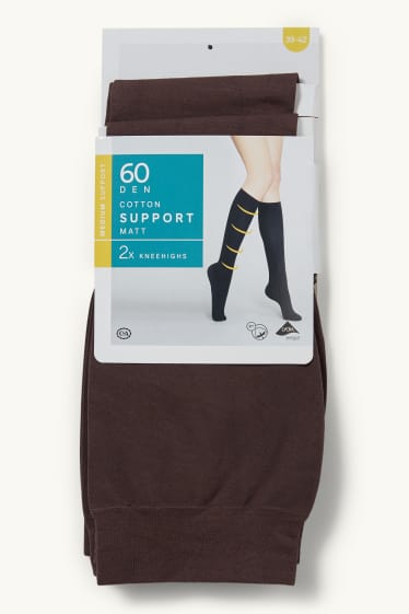 Donna - Confezione da 4 - gambaletti fini - 60 DEN - Caffè