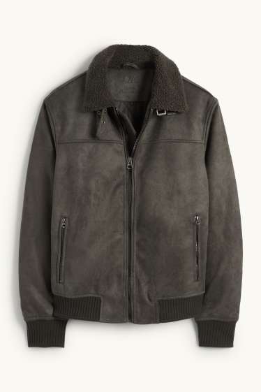 Hommes - Blouson - synthétique - gris foncé