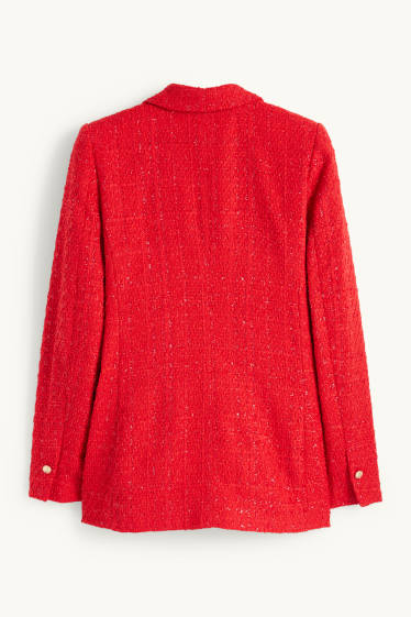 Women - Blazer - fitted - textured - red