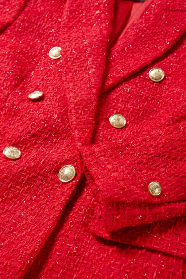 Women - Blazer - fitted - textured - red