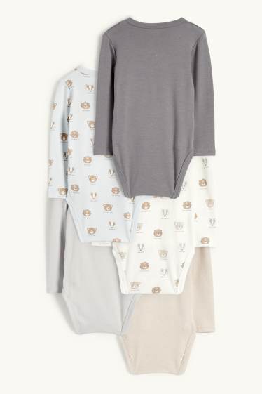 Bébés garçons - Lot de 5 - animaux sauvages - bodys croisés pour bébé - beige