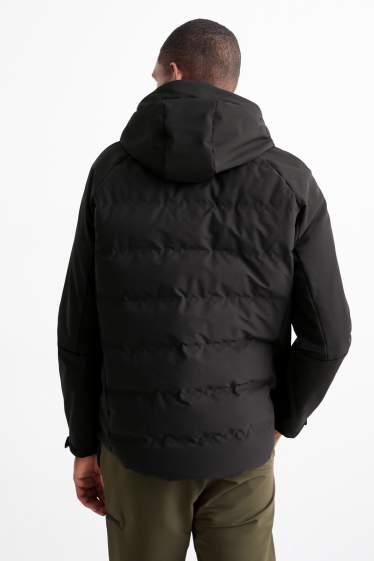 Uomo - Giacca trapuntata con cappuccio - idrorepellente - nero