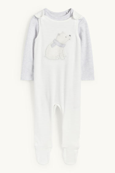 Unisex - Eisbär - Strampler-Set - 2 teilig - hellgrau