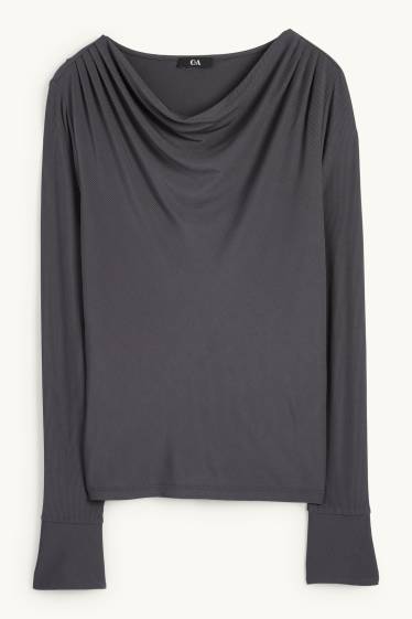 Femei - Tricou cu mânecă lungă - gri închis