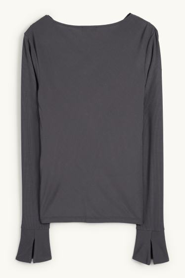 Femei - Tricou cu mânecă lungă - gri închis