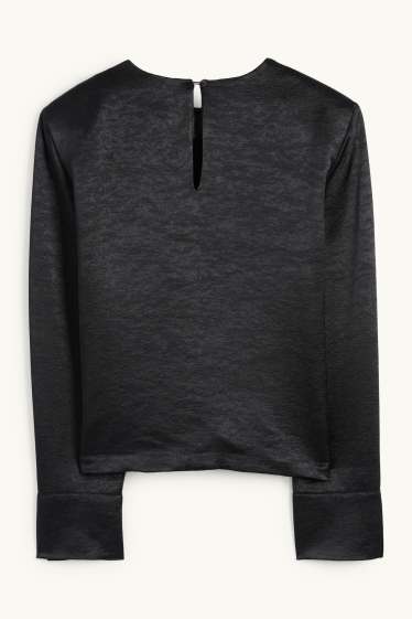 Damen - Bluse - glänzend - schwarz