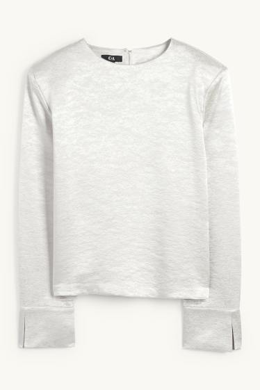 Dames - Blouse - glanzend - zilver