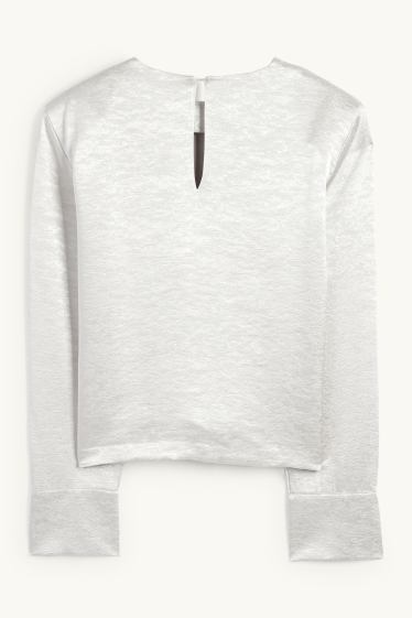 Dames - Blouse - glanzend - zilver