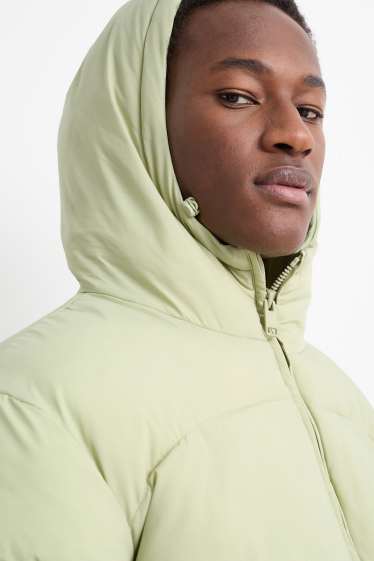Heren - Gewatteerde jas met capuchon - mintgroen