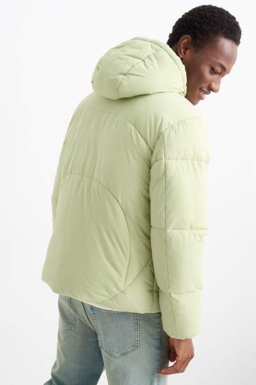 Heren - Gewatteerde jas met capuchon - mintgroen