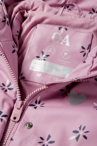 Enfants filles - Fleur - Veste de pluie à capuche - imperméable - rose
