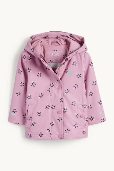 Enfants filles - Fleur - Veste de pluie à capuche - imperméable - rose