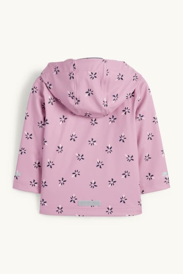 Enfants filles - Fleur - Veste de pluie à capuche - imperméable - rose