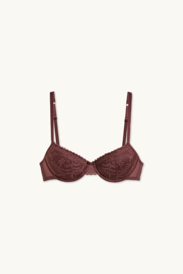 Dames - BH met beugels - DEMI - voorgevormd - donkerrood