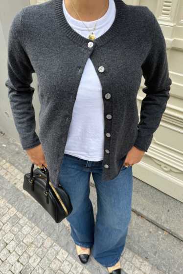 Femmes - Gilet de maille en cachemire - gris foncé