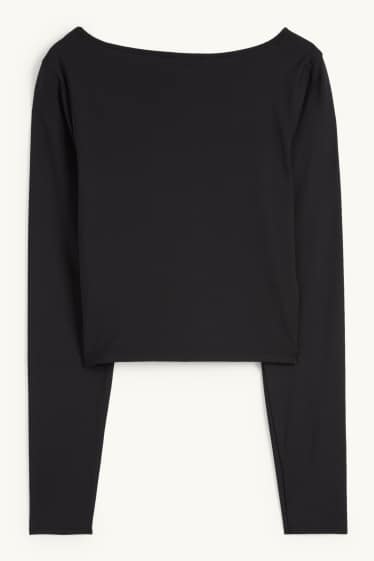Donna - Maglia a maniche lunghe dal taglio corto - nero