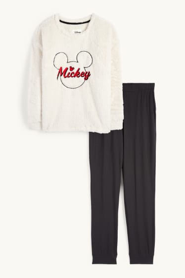 Damen - Winter-Pyjama - Micky Maus - hellbeige