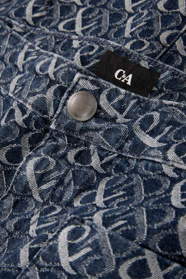 Femmes - Mini-jupe en jean - à motif - jean bleu foncé