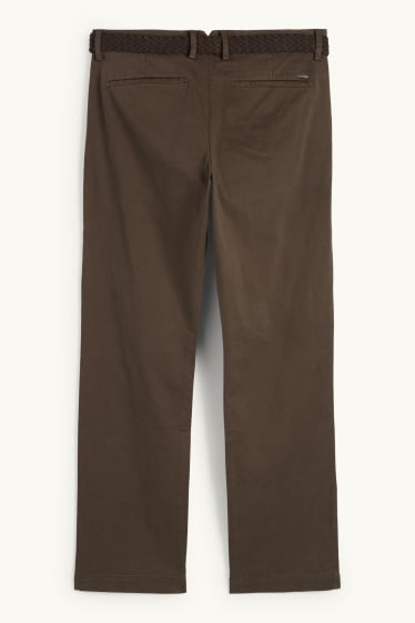 Hommes - Chino avec ceinture - regular fit - marron foncé