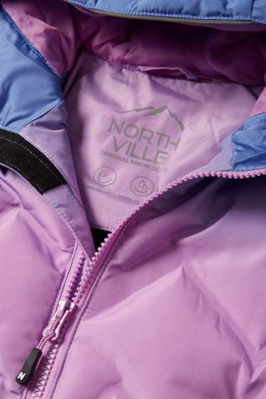 Enfants filles - Veste de ski à capuche - finition déperlante - rose