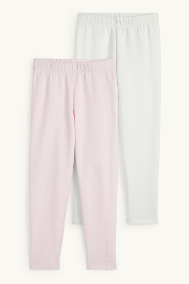 Enfants filles - Lot de 2 - leggings chauds - rose