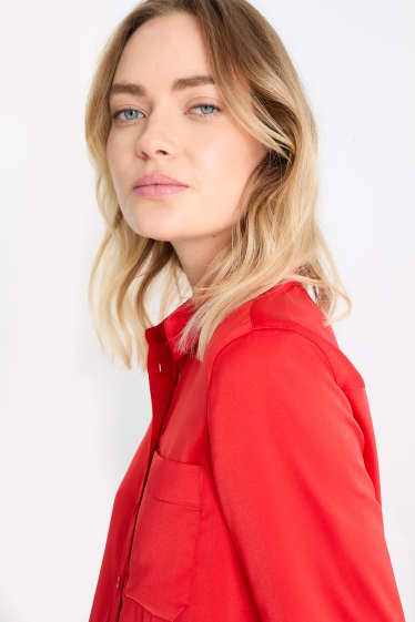 Women - Satin blouse - red
