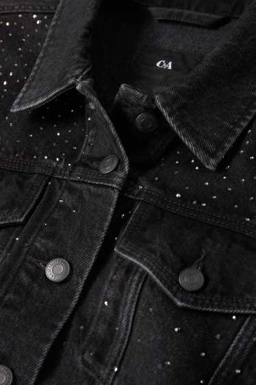 Femmes - Veste en jean orné de strass - jean gris foncé