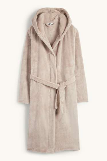 Femmes - Peignoir de bain à capuche - beige