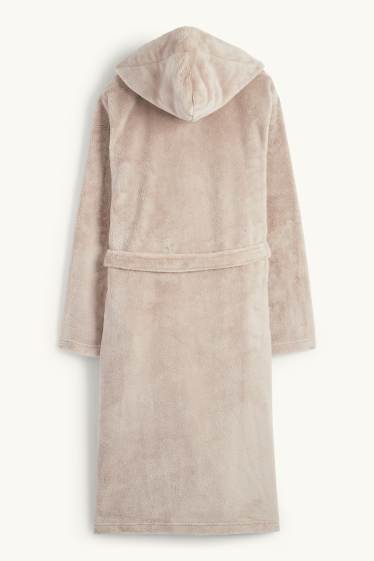 Femmes - Peignoir de bain à capuche - beige
