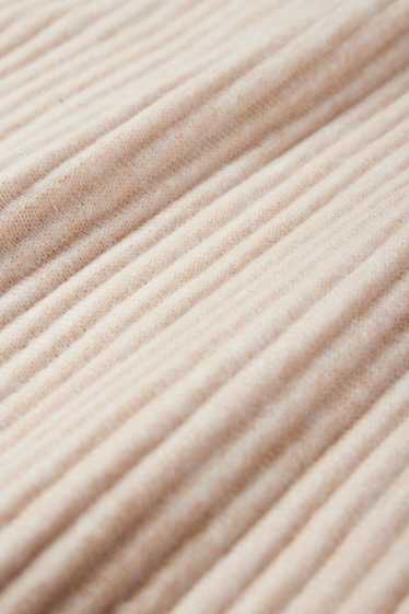 Women - Knitted dress - ribbed - light beige