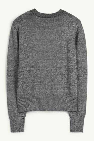 Femmes - Pull à fine maille - brillant - gris