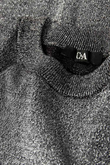 Femmes - Pull à fine maille - brillant - gris