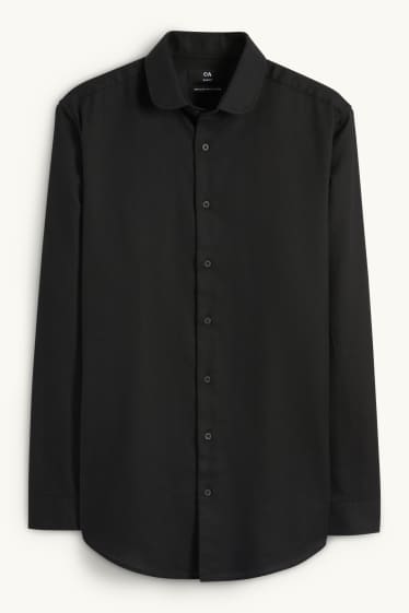 Herren - Businesshemd - Slim Fit - Clubkragen - bügelfrei - schwarz