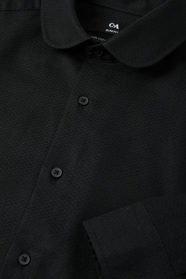 Herren - Businesshemd - Slim Fit - Clubkragen - bügelfrei - schwarz